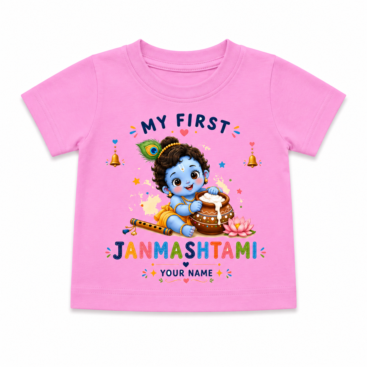My First Janmashtami Personalised T-Shirt | Custom Name Baby Unisex T-Shirt