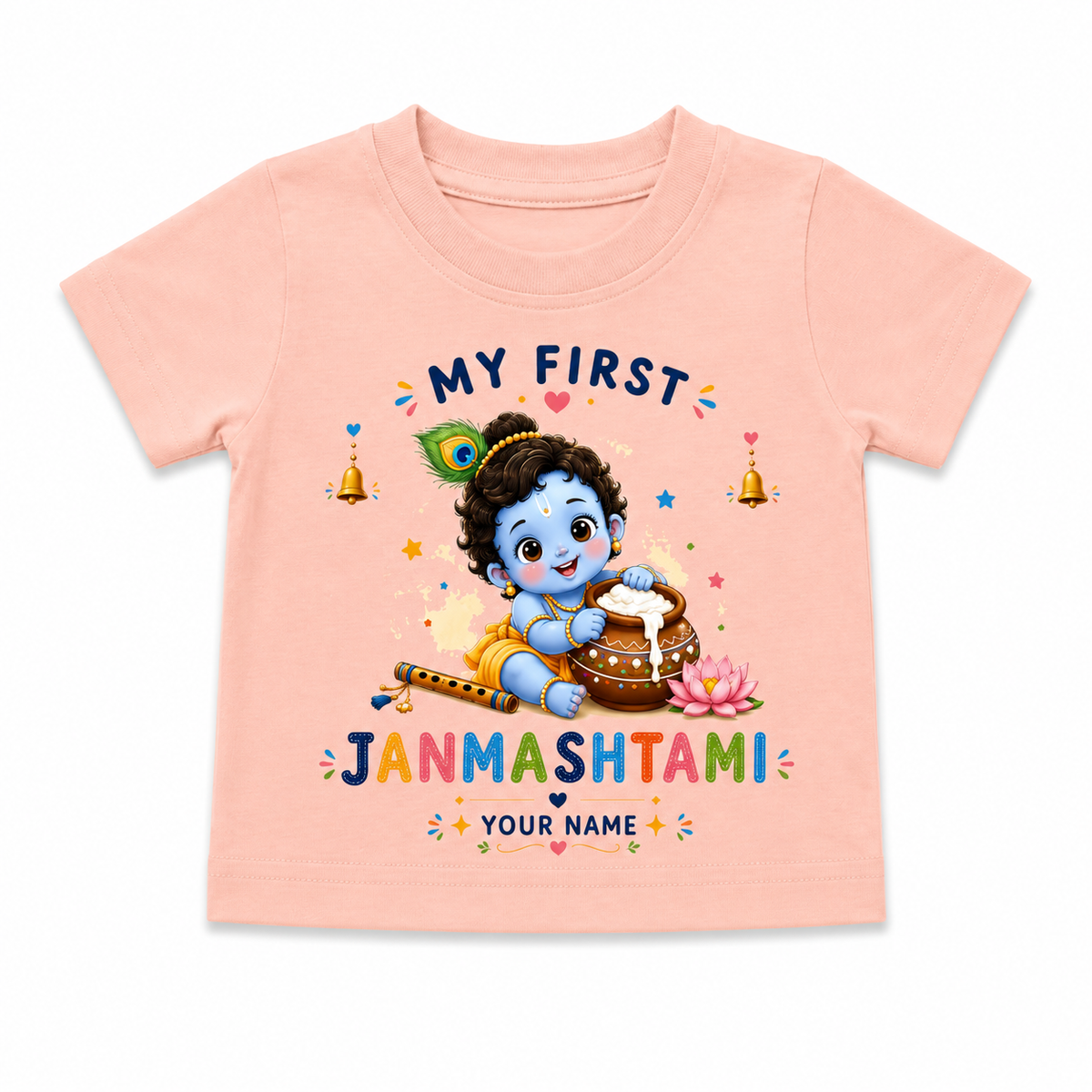 My First Janmashtami Personalised T-Shirt | Custom Name Baby Unisex T-Shirt